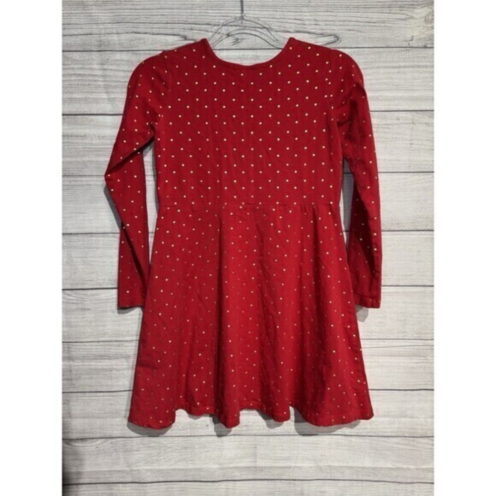 Hanna Andersson Red Kids Long Sleeve Gold Dot Holiday Dress Size 12